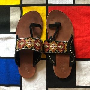 embellished and embroidered free people slides